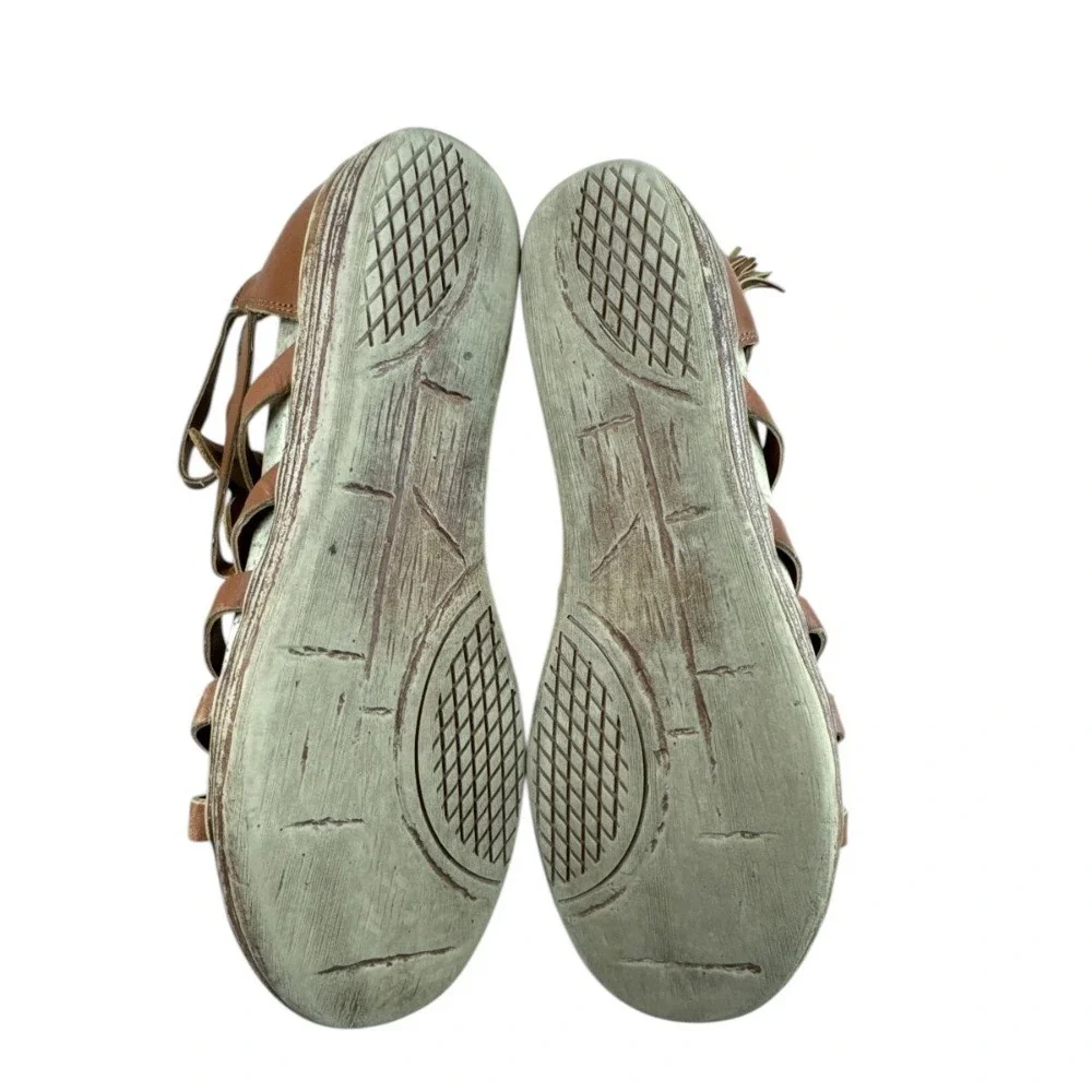 OTBT‎ Bonita Metallic Gladiator Sandals Brown Gold Back Zip Boho Size 7.5